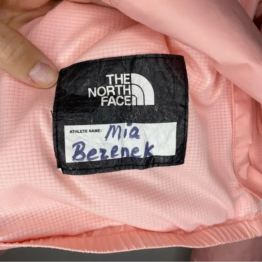 The North Face Girls' Never Stop Hooded Windwall Jacket in Pink Moss Size L
